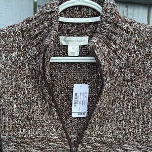 NEW Christopher & Banks Women’s Sweater Large Multi-Tone Knit Cardigan Zip Up